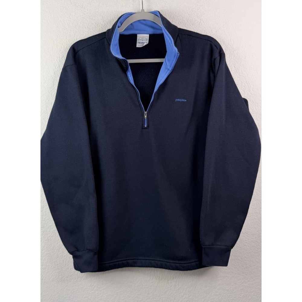 Patagonia Capilene 1/4 Zip Fleece Pullover L Navy Made in USA Outdoor Gorpcore
